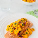 Roasted Salmon with Mango Salsa | tamingofthespoon.com