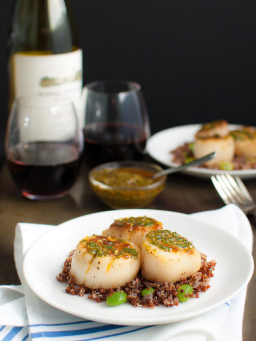 Scallops and Chermoula Sauce | tamingofthespoon.com