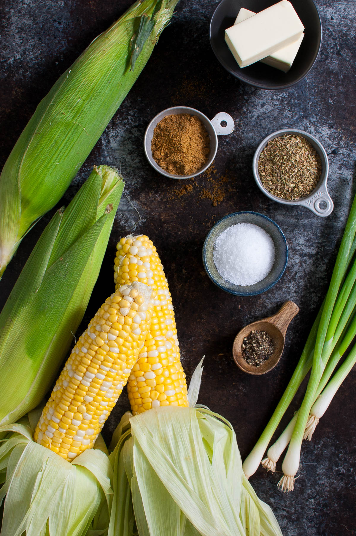 Ingredients for making grilled corn with southwest butter.