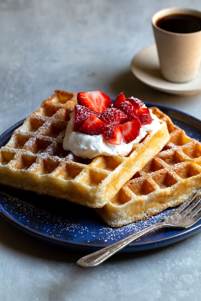 Light & Crisp Belgian Waffles - Amazingly light and crisp waffles when they are freshly made but also re-heat to be almost as good. Perfect for weekdays!