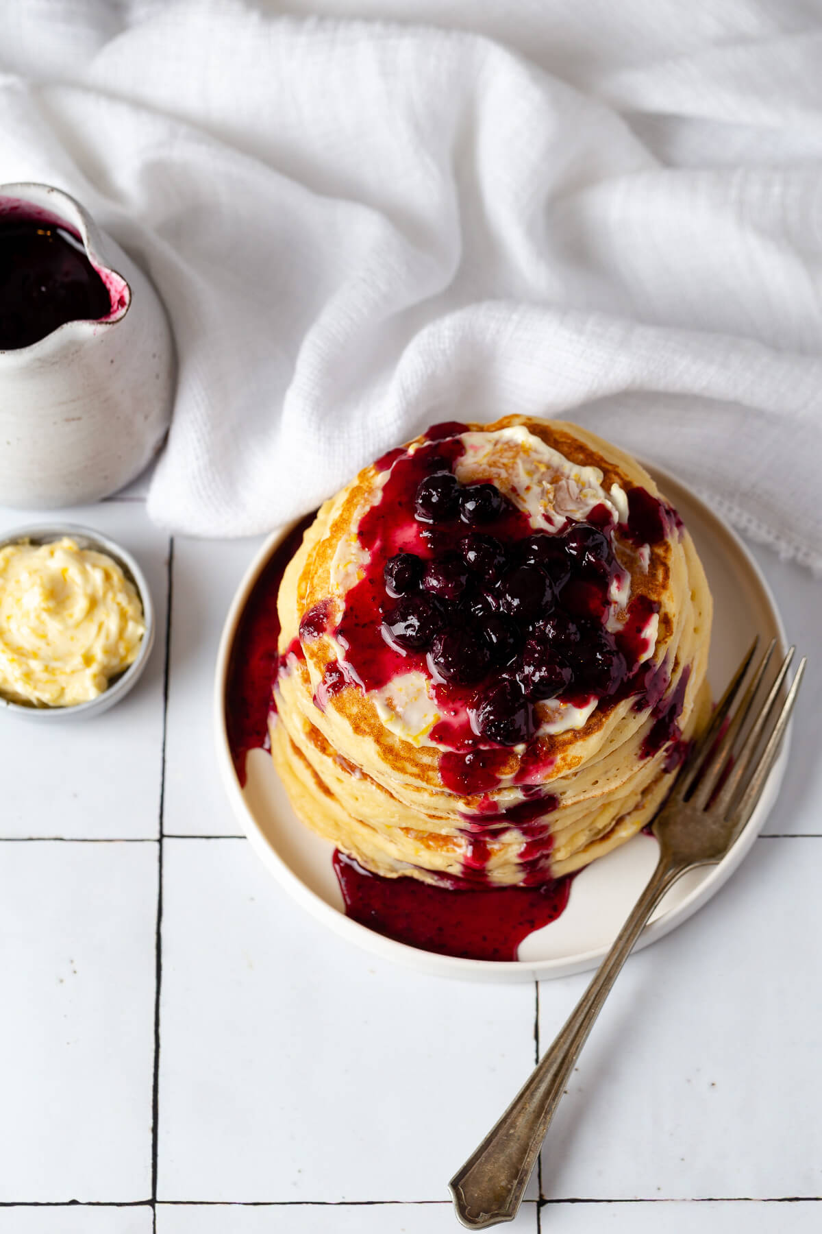 Lemon Ricotta Pancakes with Lemon Butter and Blueberry Compote - Taming of  the Spoon