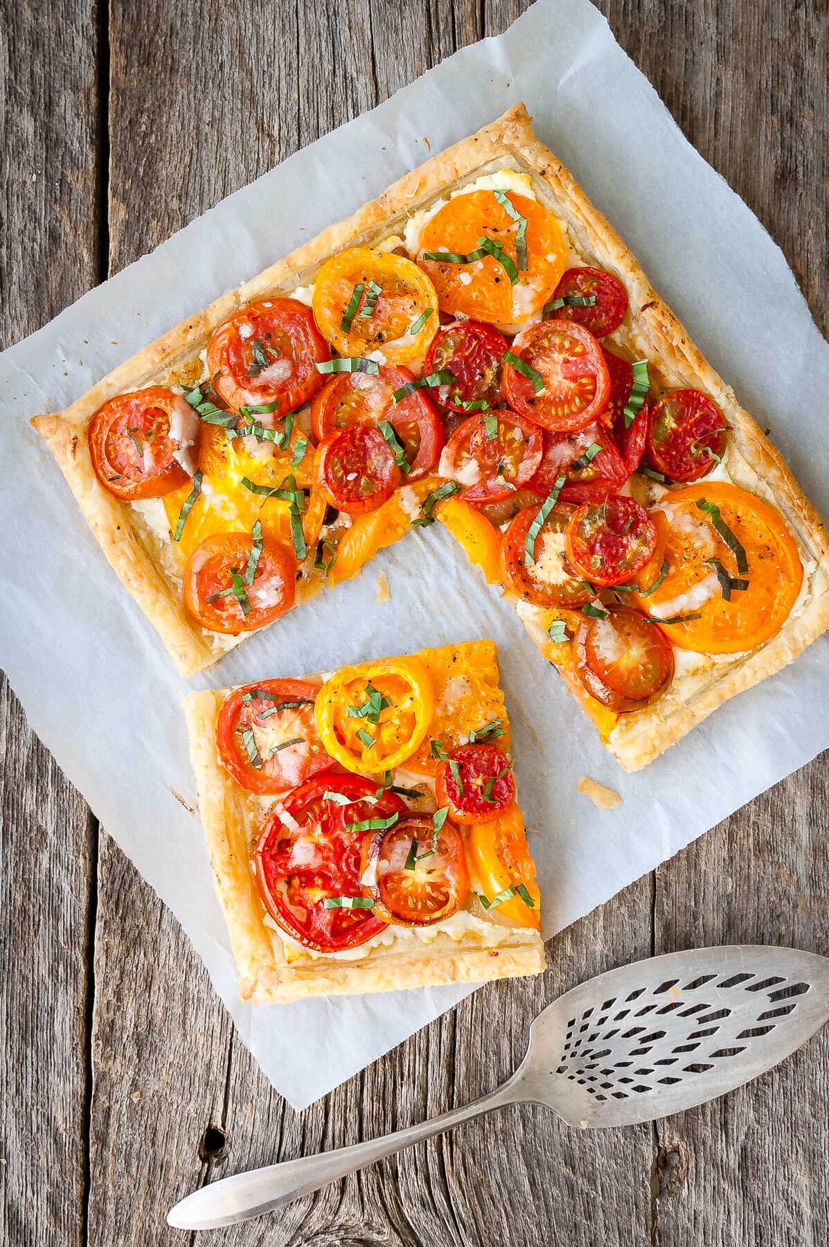 Tomato, Goat Cheese, and Caramelized Onion Tart - Taming of the Spoon