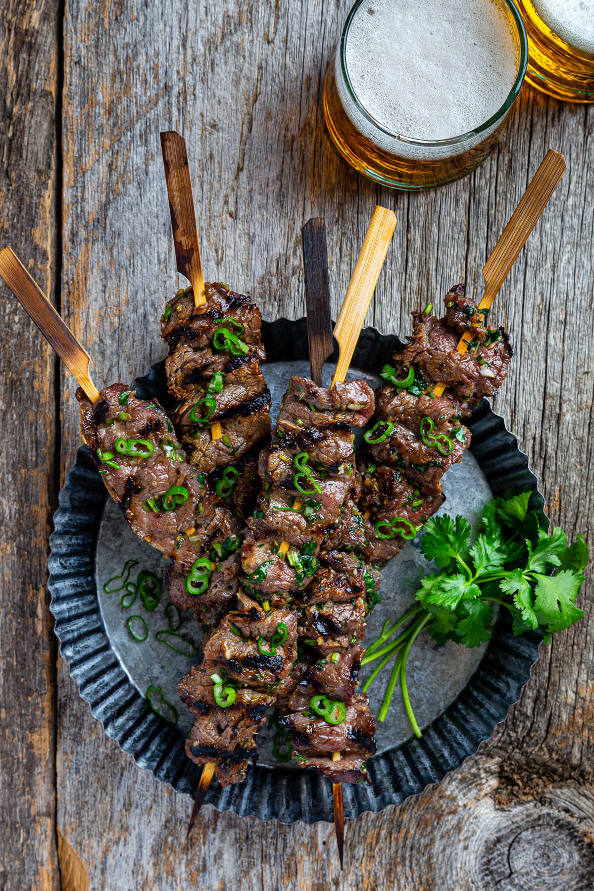 Skewered Beef and Scallions